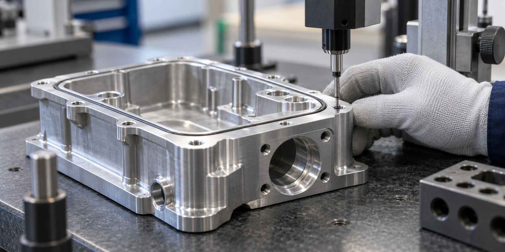 Representative inspection setup for a CNC-machined aluminum housing